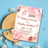 Eleganter niedlich rosa Blütenschmetterling 25. Ge Einladung