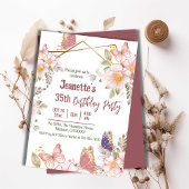 Eleganter niedlich rosa Blütenschmetterling 35. Ge Einladung