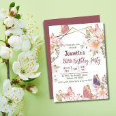 Eleganter niedlich rosa Blütenschmetterling 50. Ge Einladung
