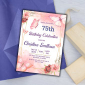 Eleganter niedlich rosa Blütenschmetterling 75. Ge Einladung