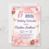 Eleganter niedlich rosa Blütenschmetterling 85. Ge Einladung (Vorderseite)