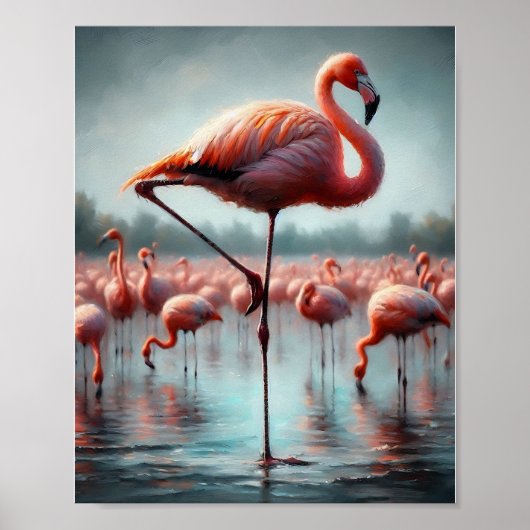 Eleganter, Niedlich rosa Flamingo-Deko Poster (Vorne)