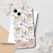 Eleganter Niedlich rosa Wildblume Bird Custom Case-Mate iPhone Hülle