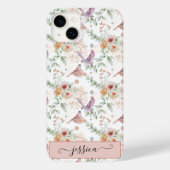 Eleganter Niedlich rosa Wildblume Bird Custom Case-Mate iPhone Hülle (Rückseite)