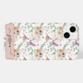 Eleganter Niedlich rosa Wildblume Bird Custom Case-Mate iPhone Hülle (Rückseite (Horizontal))