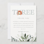 Eleganter Niedlicher Boho Lion Foliage 3. Geburtst Dankeskarte (Vorderseite)