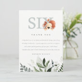 Eleganter Niedlicher Boho Lion Foliage 6. Geburtst Dankeskarte (Stehend Vorderseite)