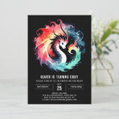 Eleganter Niedlicher Dragon Geburtstag Einladung (Stehend Vorderseite)