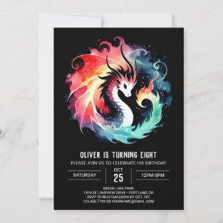 Eleganter Niedlicher Dragon Geburtstag Einladung