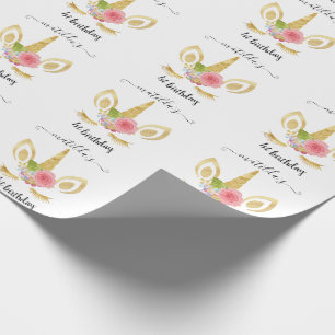 Eleganter niedlicher erster GeburtstagsgoldGlitter Geschenkpapier