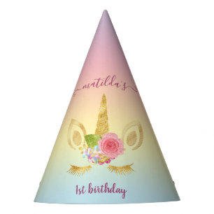 Eleganter niedlicher erster GeburtstagsgoldGlitter Partyhütchen