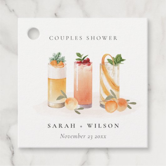 Eleganter Niedlicher Fruchtcocktail Orange Paare D Geschenkanhänger (Vorderseite)