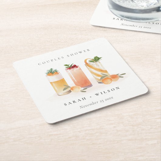 Eleganter Niedlicher Fruchtcocktail Orange Paare D Rechteckiger Pappuntersetzer (angewinkelt)