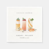 Eleganter Niedlicher Fruchtcocktail Orange Paare D Serviette (Vorderseite)