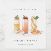 Eleganter Niedlicher Fruchtcocktail Orange Paare D Weinetikett (Einzelnes Label)