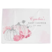 Eleganter Niedlicher Glitzer Pink Pumpkin Baby Gir Große Geschenktüte (Vorderseite)