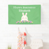 Eleganter Niedlicher Kawaii Bunny & Blume Glückwun Banner (Insitu)
