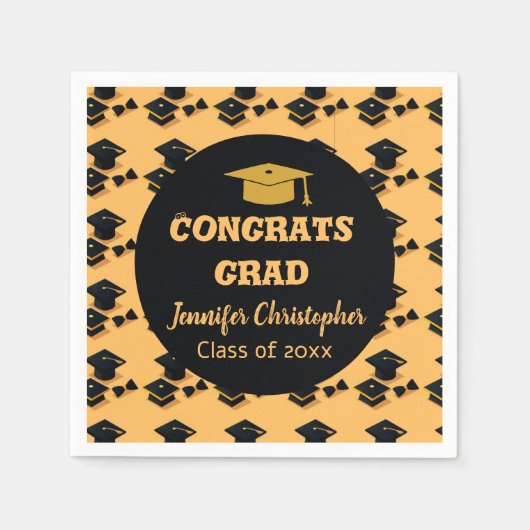 Eleganter Niedlicher klassischer Schwarz-Gelb-Absc Serviette (Vorderseite)