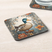 Eleganter Niedlicher Klumpen Vintag floraler Duck Getränkeuntersetzer (Linke Seite)