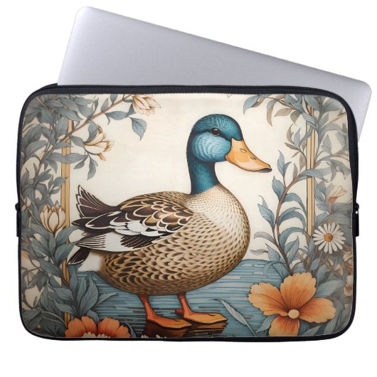 Eleganter Niedlicher Klumpen Vintag floraler Duck Laptopschutzhülle (Vorderseite)