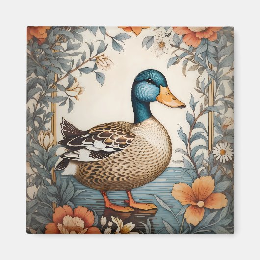 Eleganter Niedlicher Klumpen Vintag floraler Duck Magnet (Vorne)