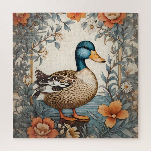 Eleganter Niedlicher Klumpen Vintag floraler Duck Puzzle (Vertikal)