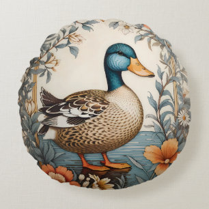 Eleganter Niedlicher Klumpen Vintag floraler Duck Rundes Kissen