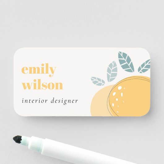 Eleganter Niedlicher Lemon Abstrakt Bold Fruity Ci Namensschild (Beispiel)