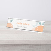 Eleganter Niedlicher Orangen Abstrakt fett Fruchtz Schreibtischnamensplakette (Vorderseite )