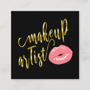 Eleganter niedlicher pastellrosa Lippen Goldmakeup Quadratische Visitenkarte