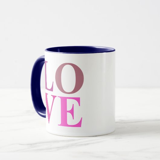 Eleganter, Niedlicher Platz der LIEBE in rosa Farb Tasse (Vorderseite Links)