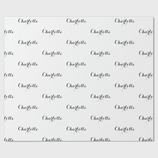 Eleganter niedlicher, schwarz-weißer Kalligraphien Geschenkpapier (Flach)