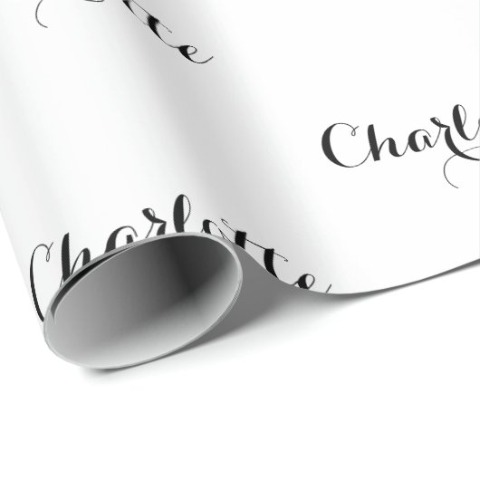 Eleganter niedlicher, schwarz-weißer Kalligraphien Geschenkpapier (Rolleneckpunkt)