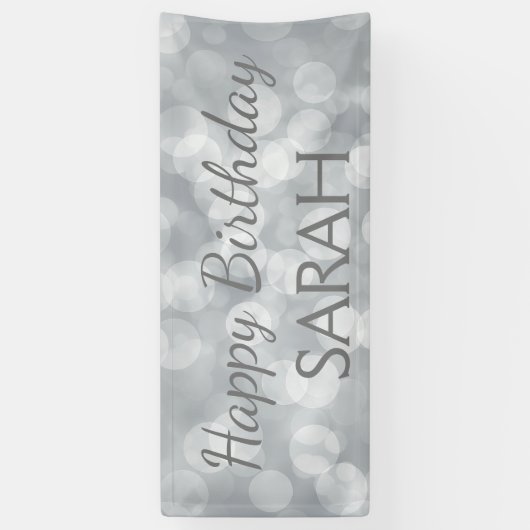 Eleganter Niedlicher Silver Glittery Bokeh Happy B Banner (Vertikal)