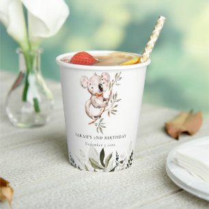 Eleganter Niedlicher Sleepy Koala Foliage jeden Ge Pappbecher