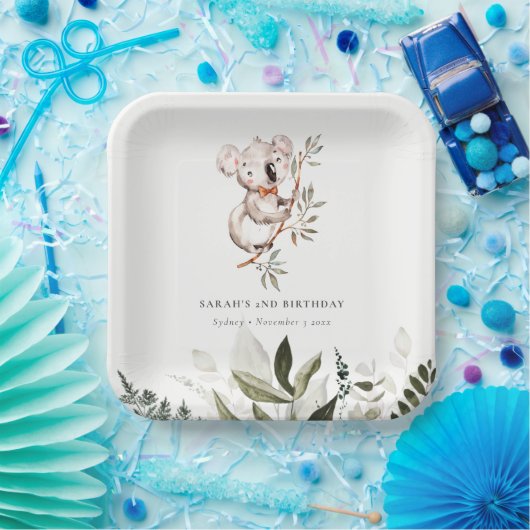 Eleganter Niedlicher Sleepy Koala Foliage jeden Ge Pappteller (Party)