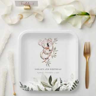 Eleganter Niedlicher Sleepy Koala Foliage jeden Ge Pappteller