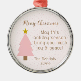 Eleganter Niedlicher Solo Rosa Weihnachtsbaum, Gol Ornament Aus Metall