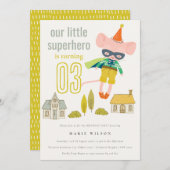 Eleganter Niedlicher Superhero Mouse Fun Kindergeb Einladung (Vorne/Hinten)