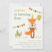 Eleganter Niedlicher Woodland Fun Party Fox Kinder Einladung (Vorderseite)