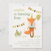 Eleganter Niedlicher Woodland Fun Party Fox Kinder Einladung (Vorderseite)