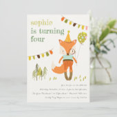 Eleganter Niedlicher Woodland Fun Party Fox Kinder Einladung (Stehend Vorderseite)