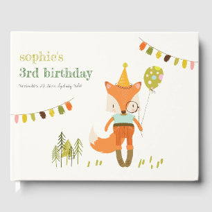 Eleganter Niedlicher Woodland Fun Party Fox Kinder Gästebuch