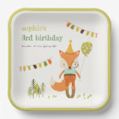 Eleganter Niedlicher Woodland Fun Party Fox Kinder Pappteller (Vorderseite)