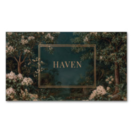 Eleganter Nocturnal Garden Floral Gold Rahmen Magnetische Visitenkarte