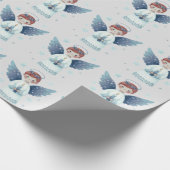 Eleganter nordischer Weihnachtsgel mit Kerze Geschenkpapier (Ecke)