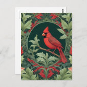 Eleganter Northern Kardinal William Morris Inspiri Postkarte (Vorne/Hinten)