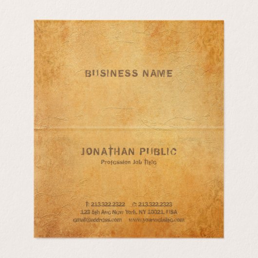 Eleganter Nostalgischer Altpapier-Look gestresster Visitenkarten (Innenseite Aufgefaltet)