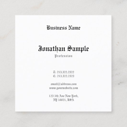 Eleganter Nostalgischer Klassiker Alter Englischer Quadratische Visitenkarte (Rückseite)