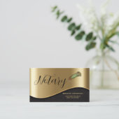 Eleganter Notar Feathered Pen Black & Gold Visitenkarte (Stehend Vorderseite)